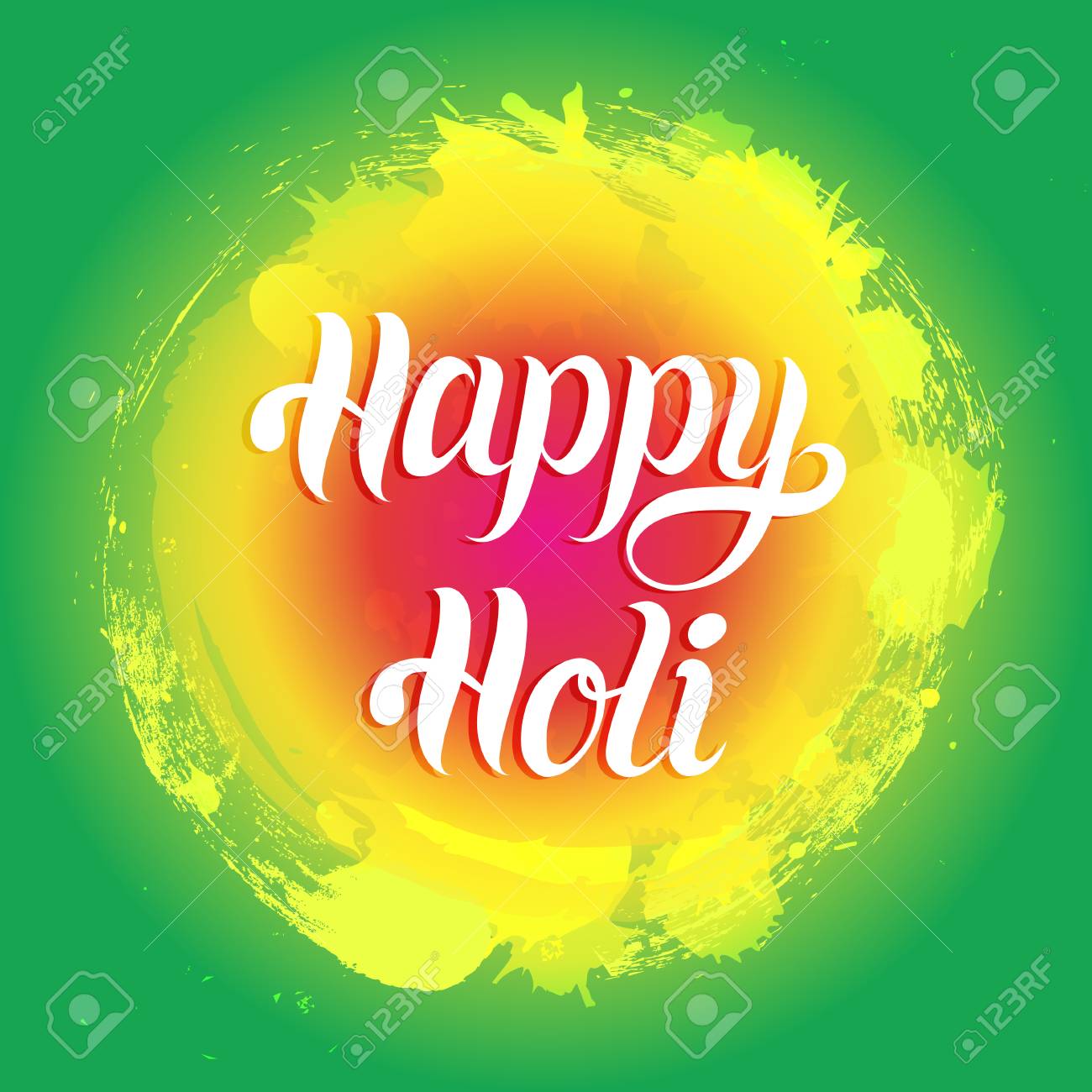 Happy Holi Greeting Card, Poster. Festival Of Colours In India ...