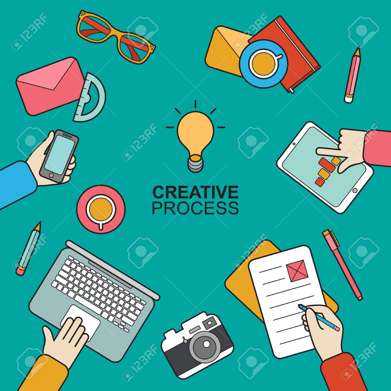 Reuniao De Negocios E Conceito De Brainstorming Em Estilo Moderno Simples Design Plano De Fundo Vector Do Processo Criativo Ilustraciones Vectoriales Clip Art Vectorizado Libre De Derechos Image 73082181