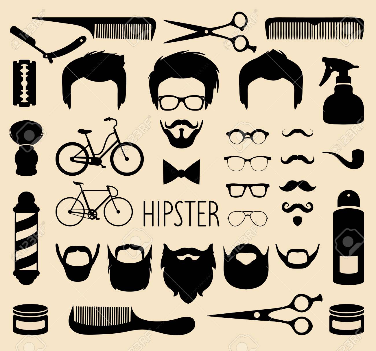 Vector Set Of Dress Up With Men Hipster Haircuts Etc In Flat