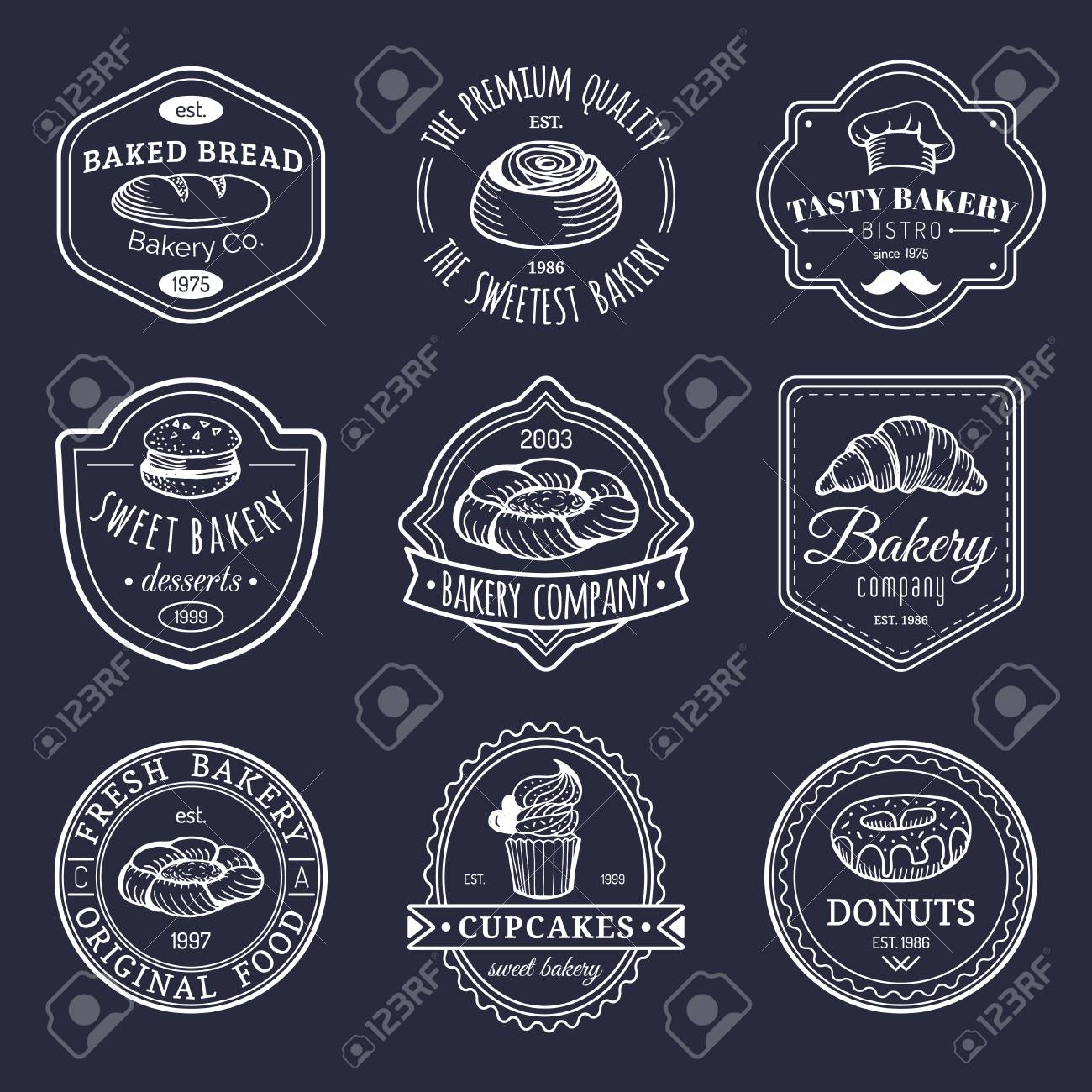 vector set of vintage bakery logos retro emblems collection bakery logos