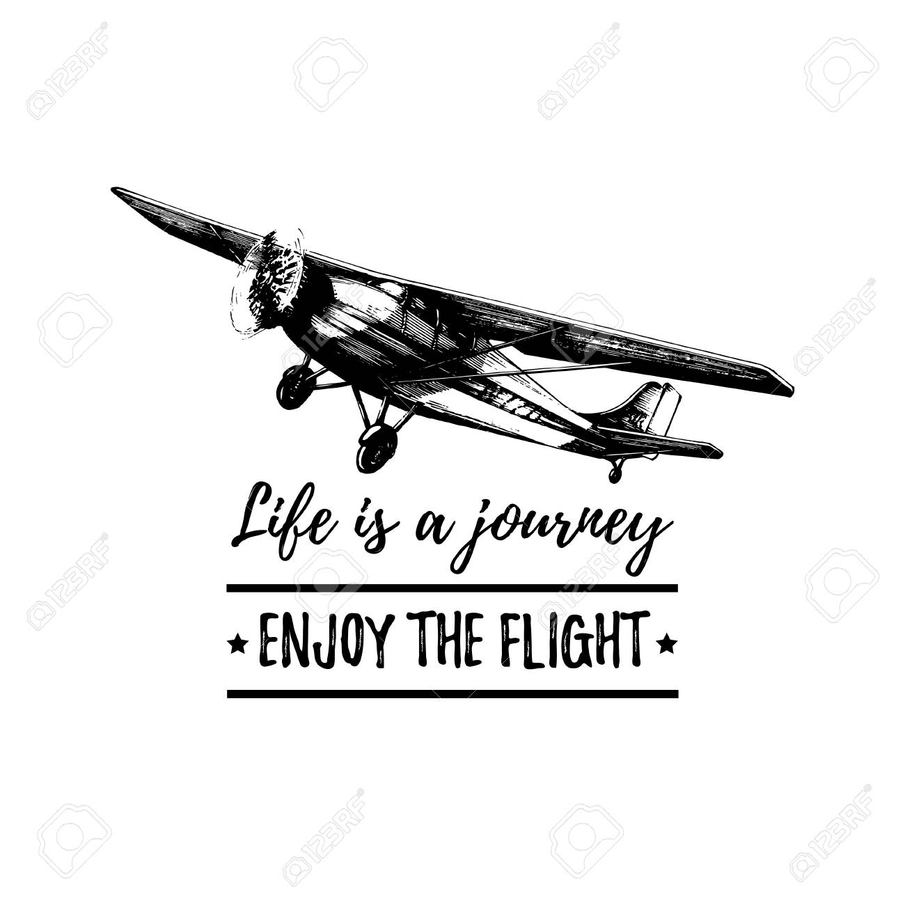 La Vie Est Un Voyage Profitez De La Citation De Motivation Du Vol Retro Affiche D Avion Illustration D Aviation Sous Forme De Gravure Clip Art Libres De Droits Svg Vecteurs Et