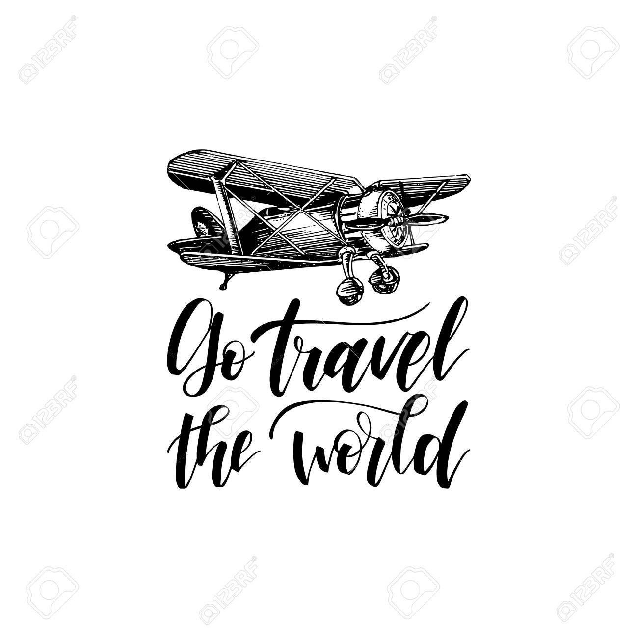 go travel the world hand lettering vector travel label template