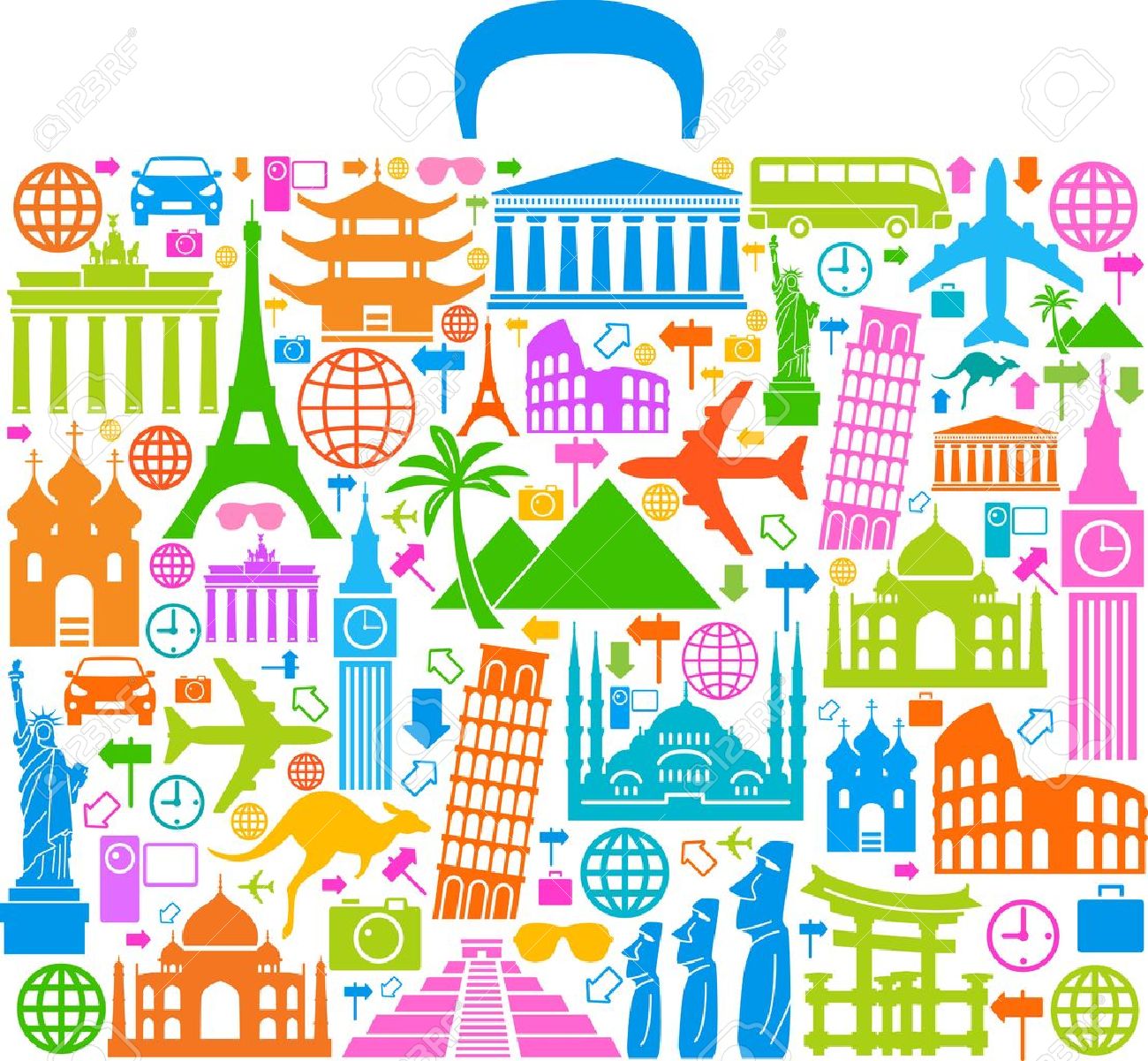 the concept of traveling around the world Famous international landmarks - 18540567 the concept of traveling around the world Famous international landmarks - 18540567