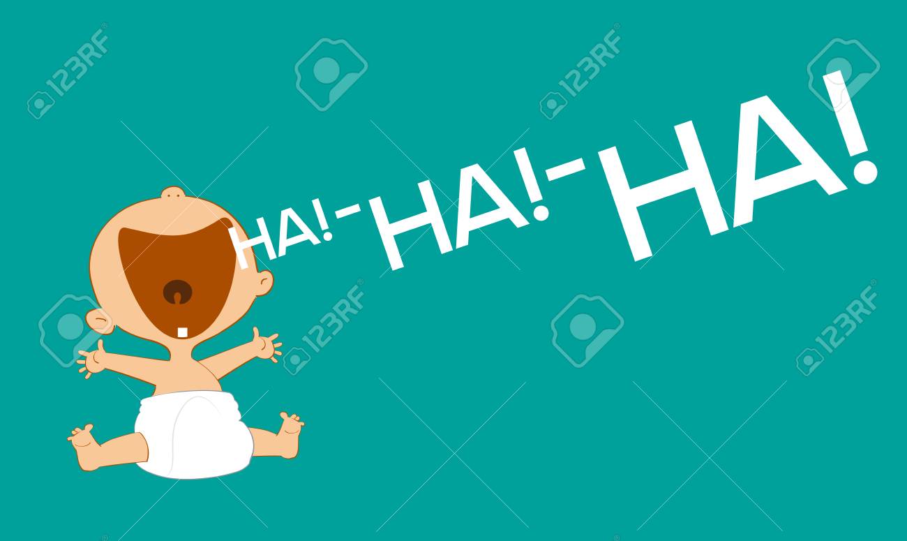 Cartoon Baby Laughing On Color Background Vector Illustration. Royalty Free  SVG, Cliparts, Vectors, And Stock Illustration. Image 96691591.