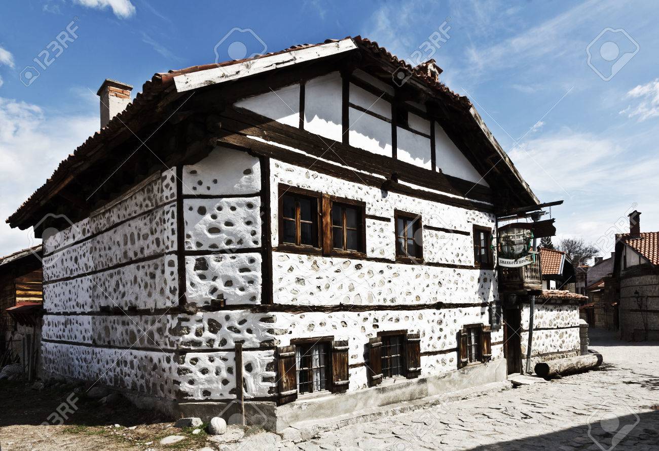 Bansko Bulgarien 20 Marz 2017 Altes Haus Stein Gepflasterte