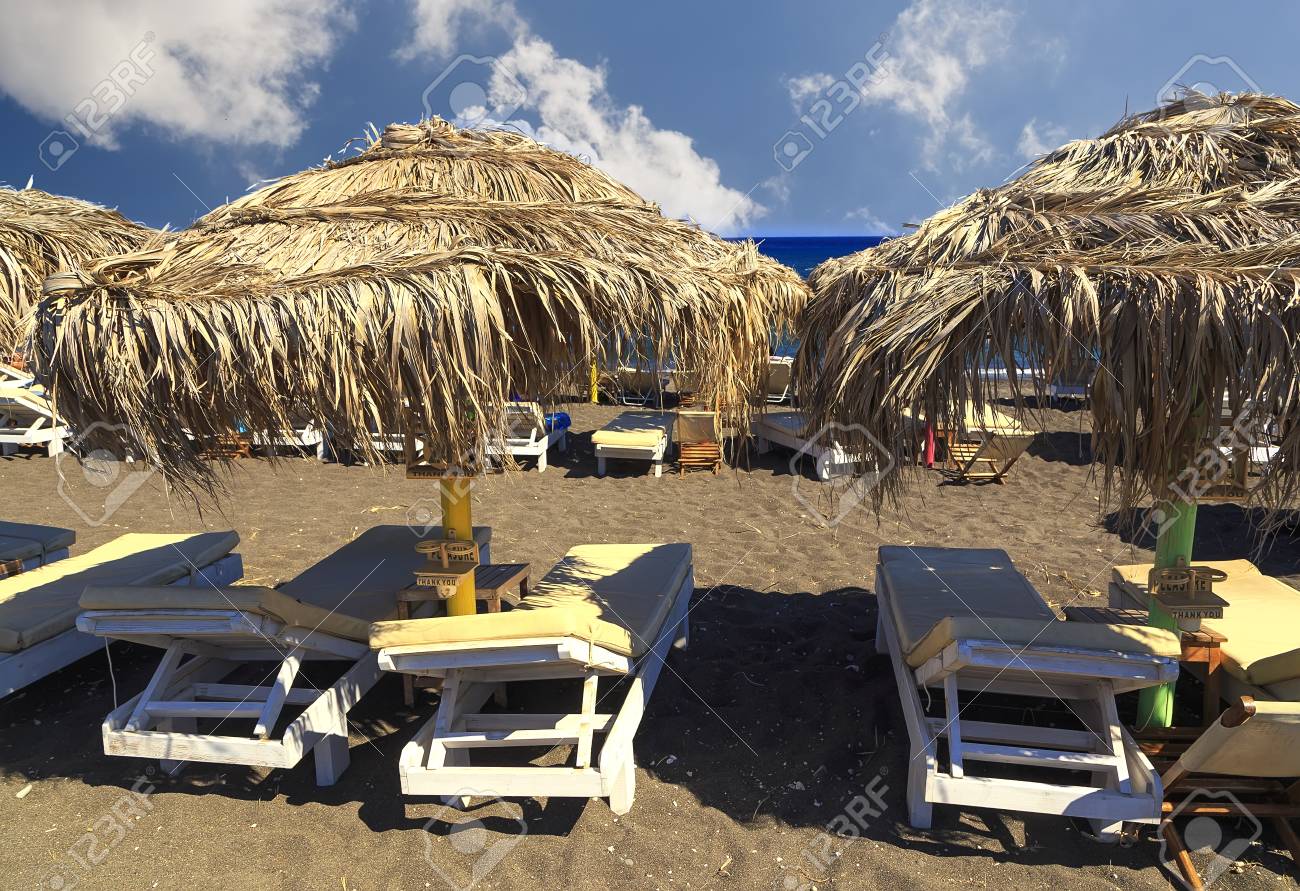 Spiaggia Più Famosa Sullisola Di Santorini Spiaggia Di Kamari Santorini Grecia