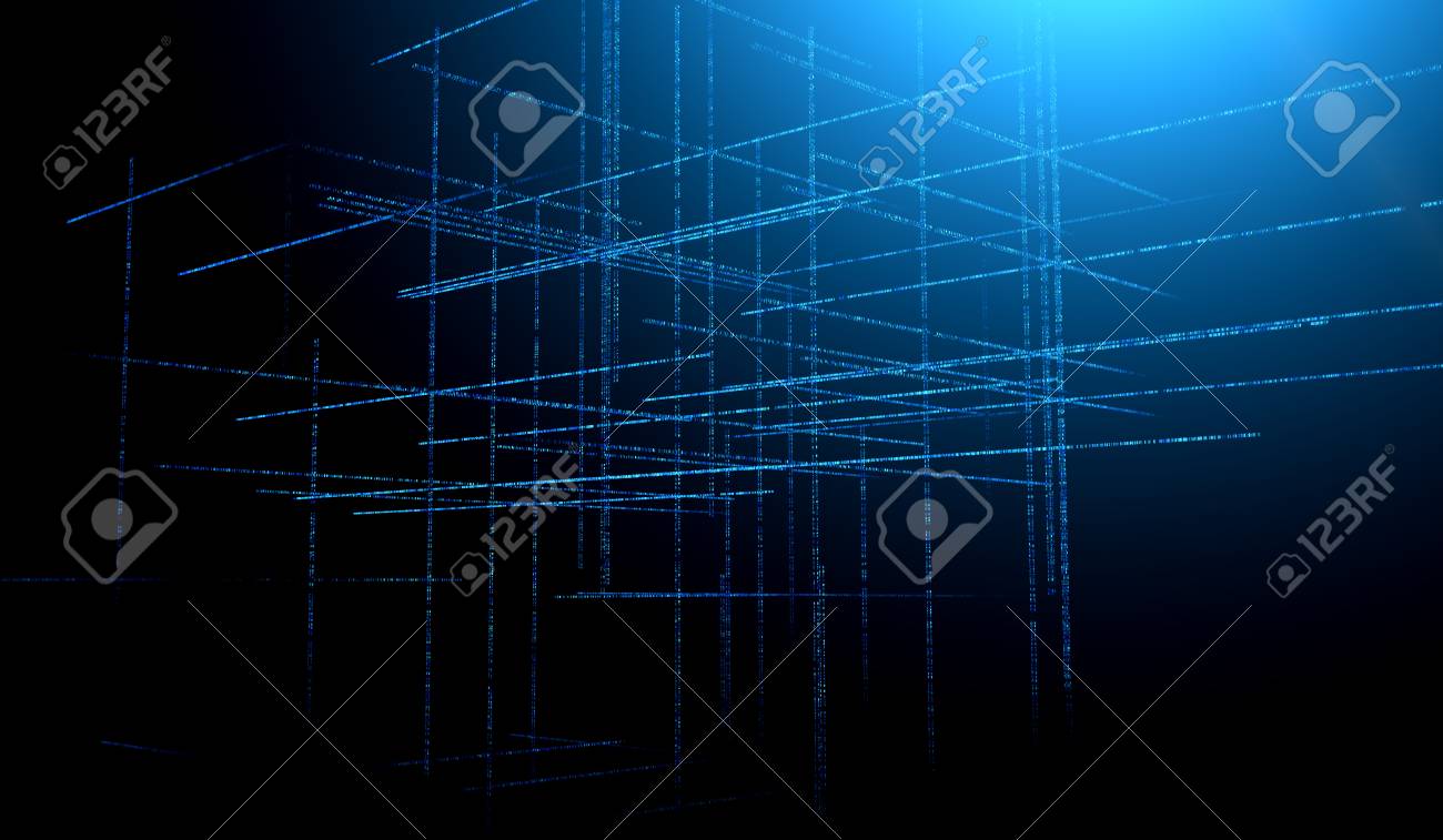 Abstract blue toned background element on black. Composition of grids matrix patterns. Detailed fractal graphics. Information technology concept. - 114418009 Abstract blue toned background element on black. Composition of grids matrix patterns. Detailed fractal graphics. Information technology concept. - 114418009