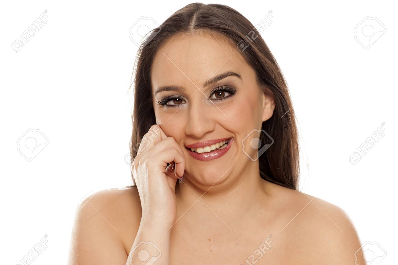 young silly woman make