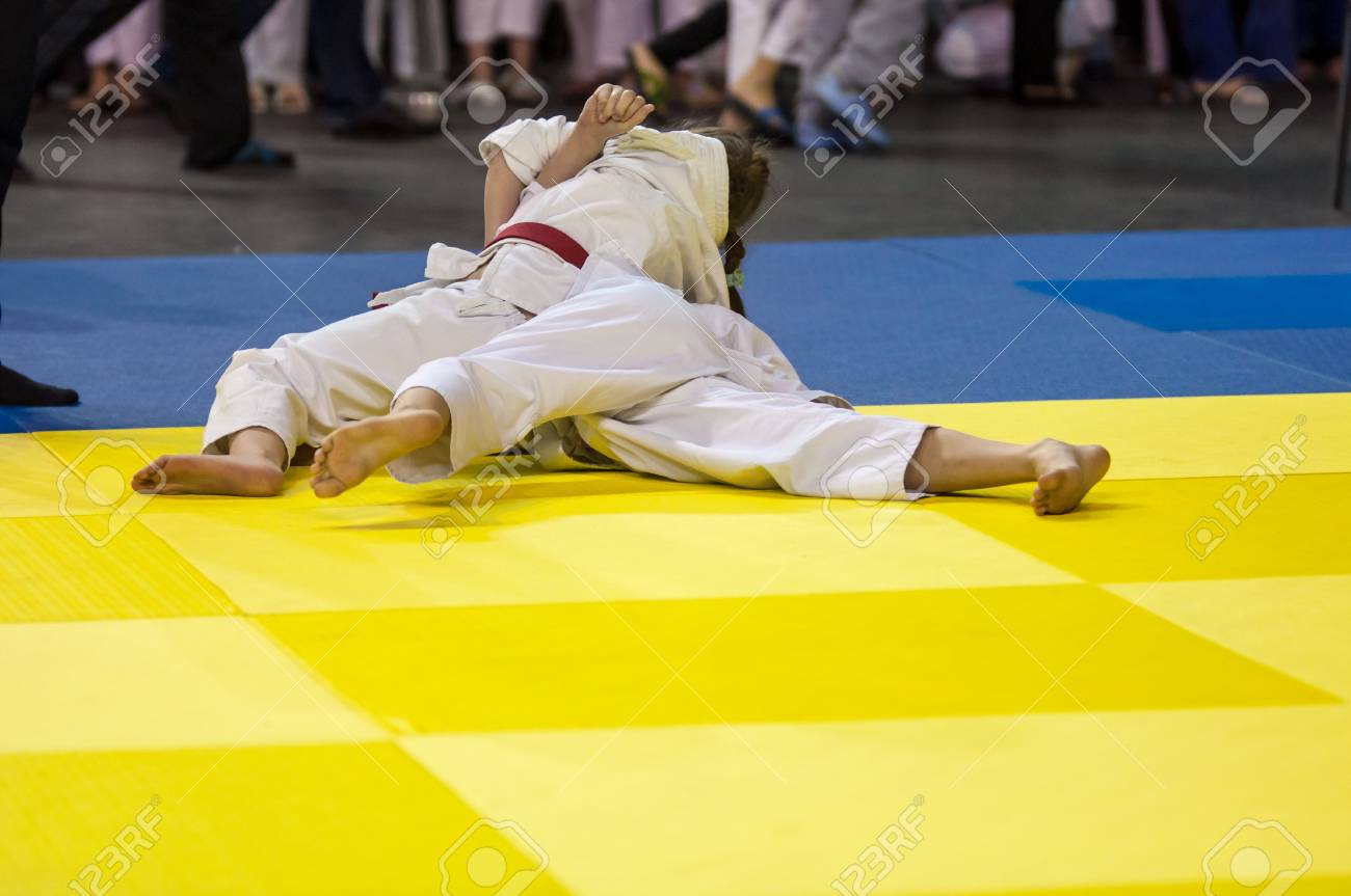 Two Girls Judoka In Kimono Compete On The Tatami Stock Photo Picture And Royalty Free Image Image