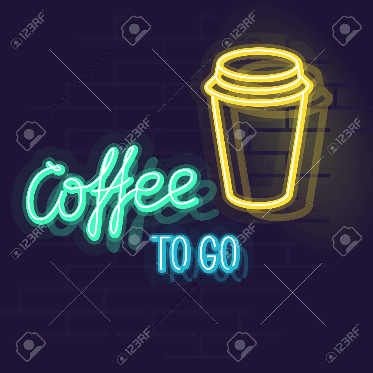 Cafe De Neon En Ir Suspiro Noche Iluminada Cartel De Wall Street