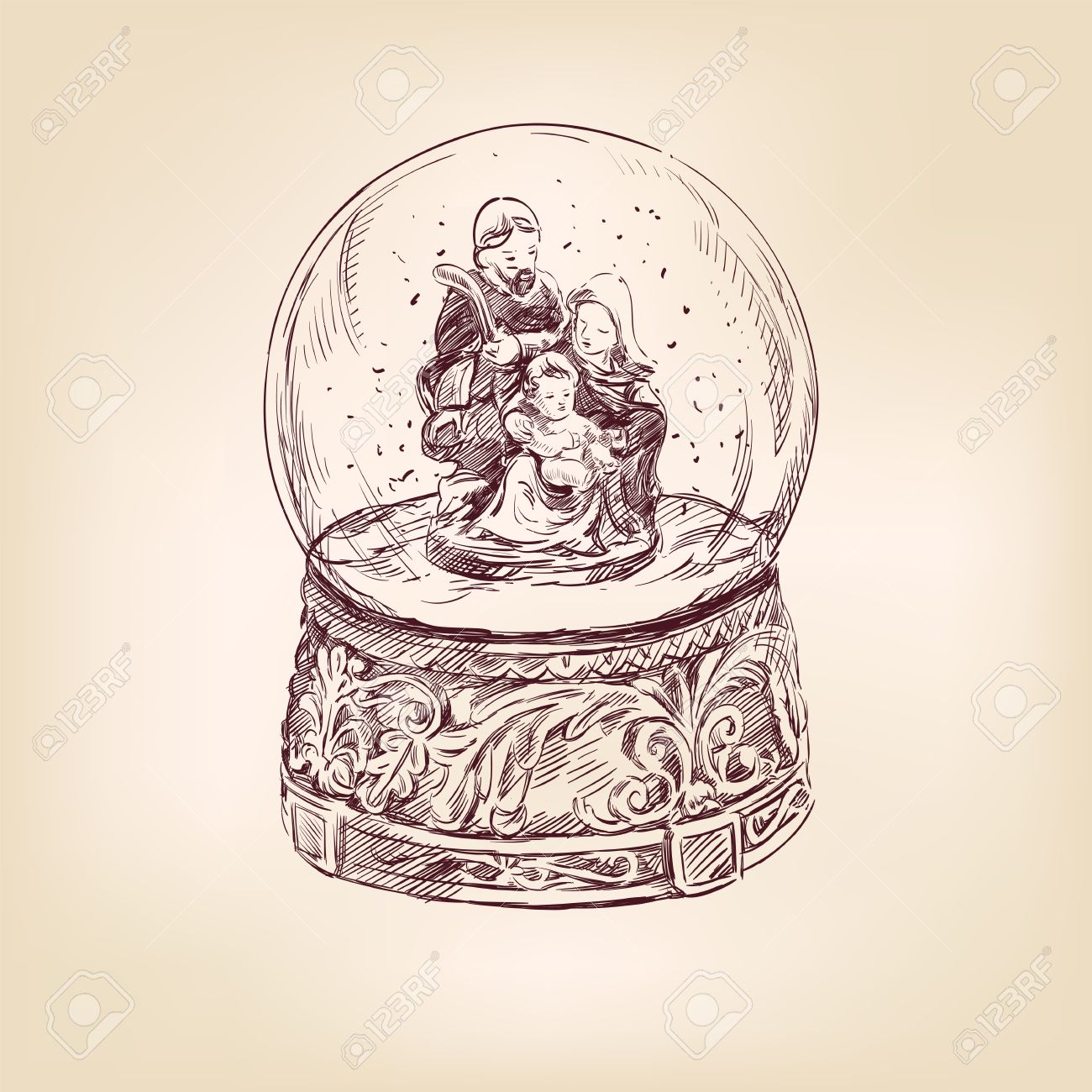 christmas snow globe hand drawn royalty free cliparts vectors and