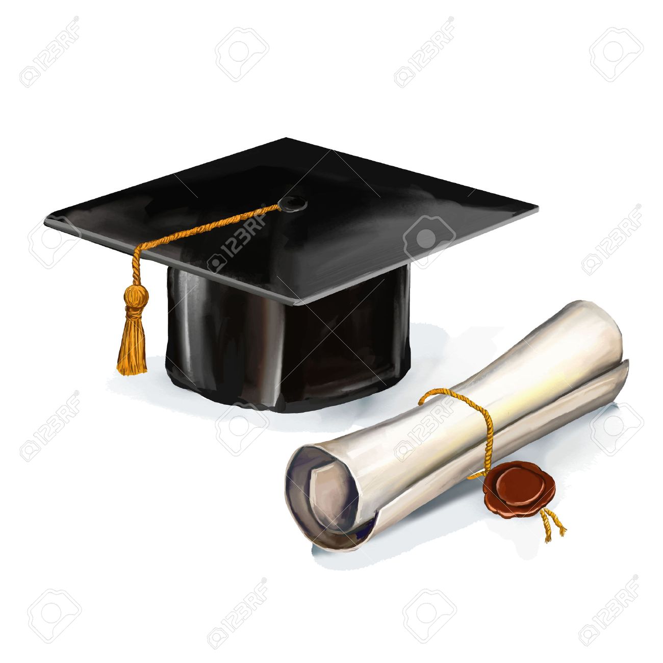 graduation cap and diploma vector illustration hand drawn painted watercol - 40217329 graduation cap and diploma vector illustration hand drawn painted watercol - 40217329