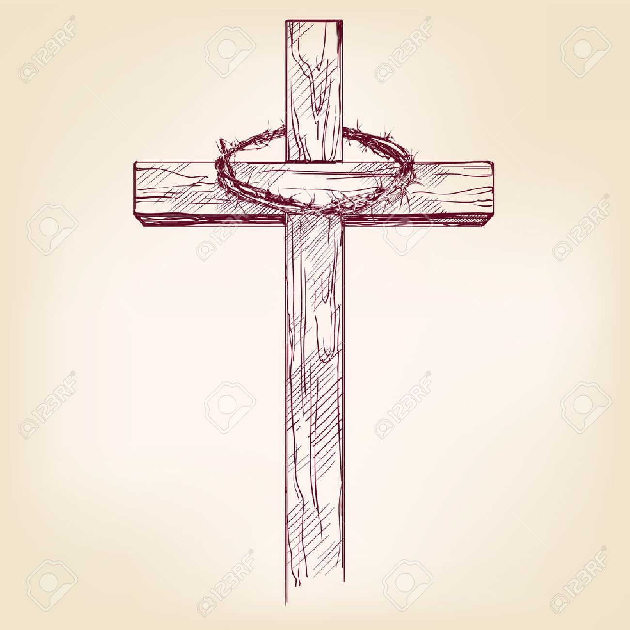 cross and crown of thorns, a symbol of Christianity hand drawn vector llustration realistic sketch - 53023694 cross and crown of thorns, a symbol of Christianity hand drawn vector llustration realistic sketch - 53023694