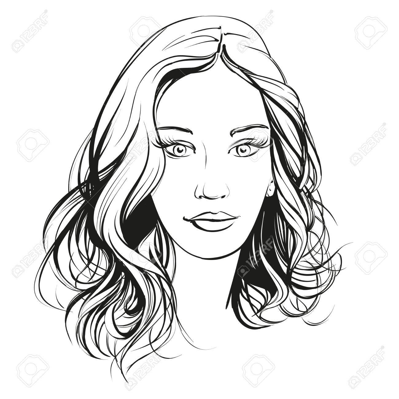 beautiful woman face hand drawn illustration sketch - 56637327 beautiful woman face hand drawn illustration sketch - 56637327