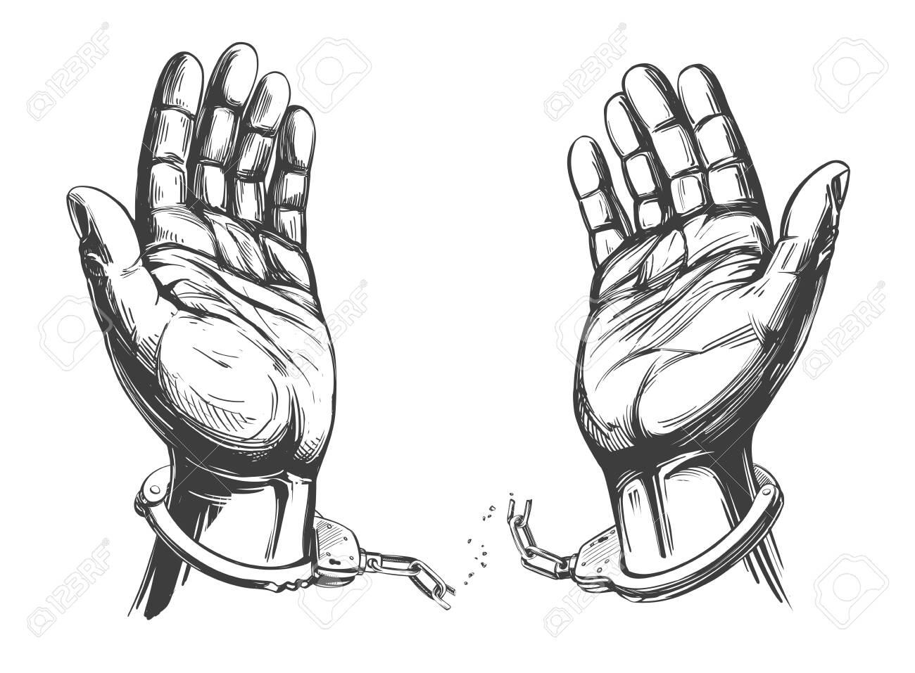 Hands Break The Chain Handcuffs, A Symbol Of Freedom And Forgiveness Icon  Hand Drawn Vector Illustration Sketch Royalty Free SVG, Cliparts, Vectors,  And Stock Illustration. Image 129093330.