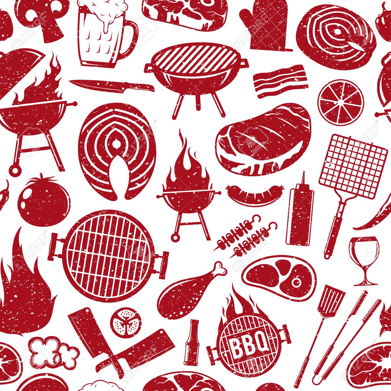 vector retro styled barbecue seamless pattern or background bbq background