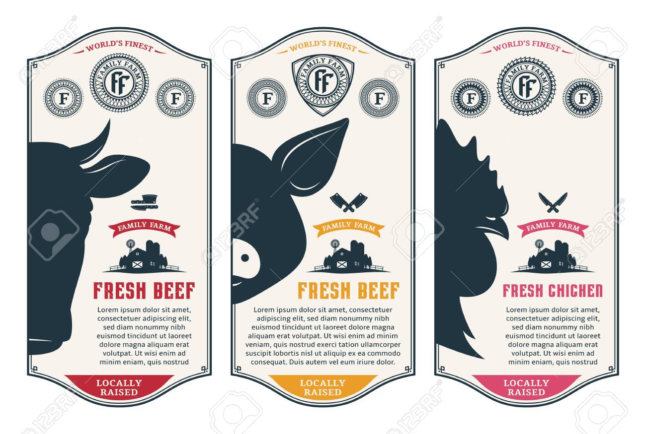 Vector Butcher S Shop Logo Fresh Beef Pork Chicken Modern