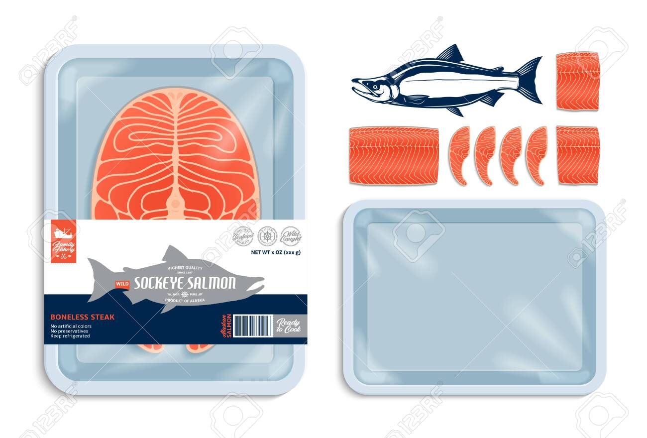 Download Vector Sockeye Salmon Packaging Illustration Light Blue Foam Royalty Free Cliparts Vectors And Stock Illustration Image 147668990