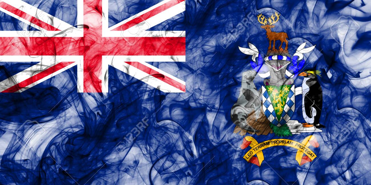 サウスジョージアとサウスサンドウィッチ諸島の煙旗 イギリス海外領土 英国依存地域旗 の写真素材 画像素材 Image