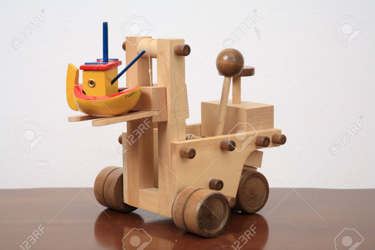 wooden forklift toy