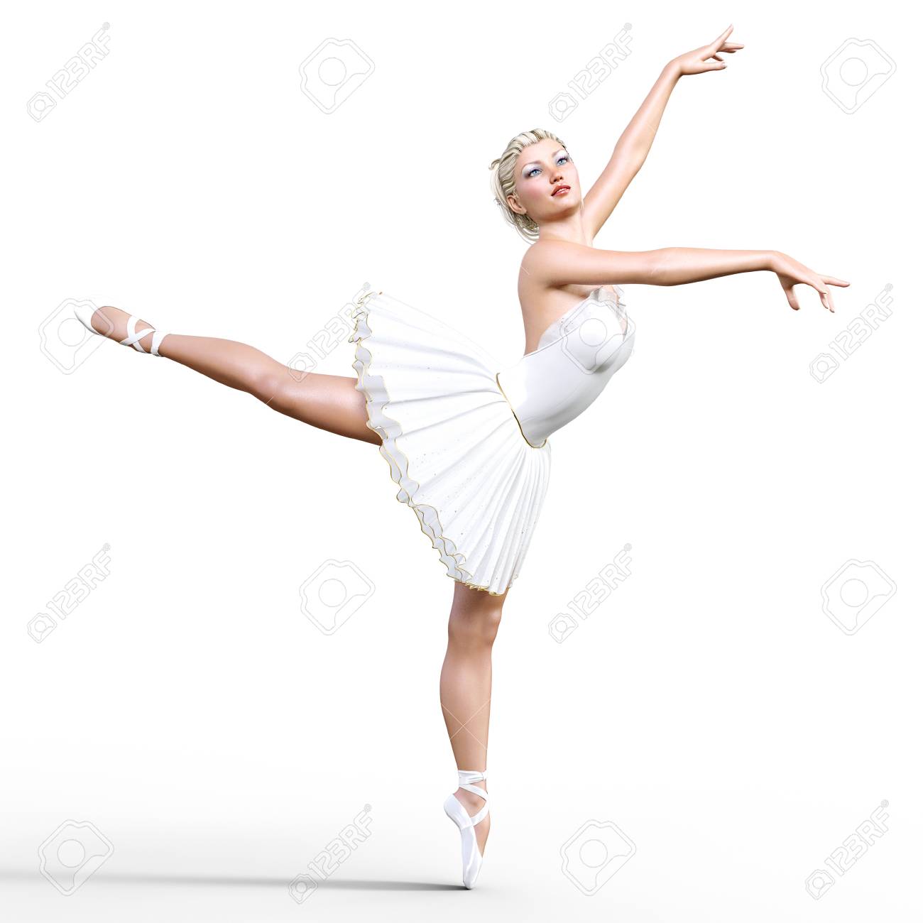 Dancing Ballerina 3d White Ballet Tutu Blonde Girl With Blue Stock Photo Picture And Royalty Free Image Image 97707683