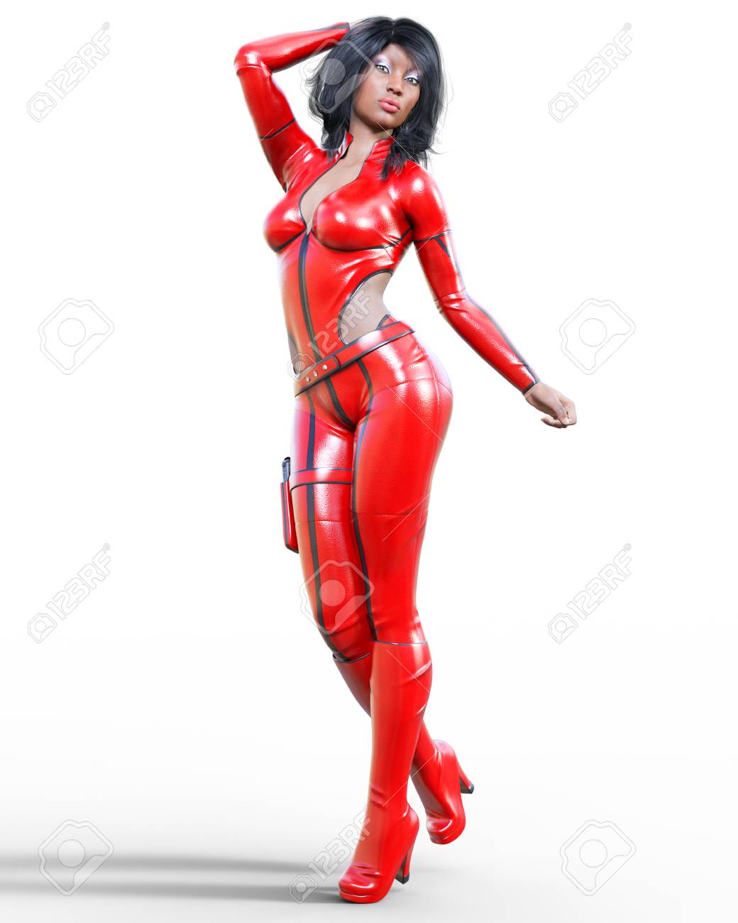 red tight suit