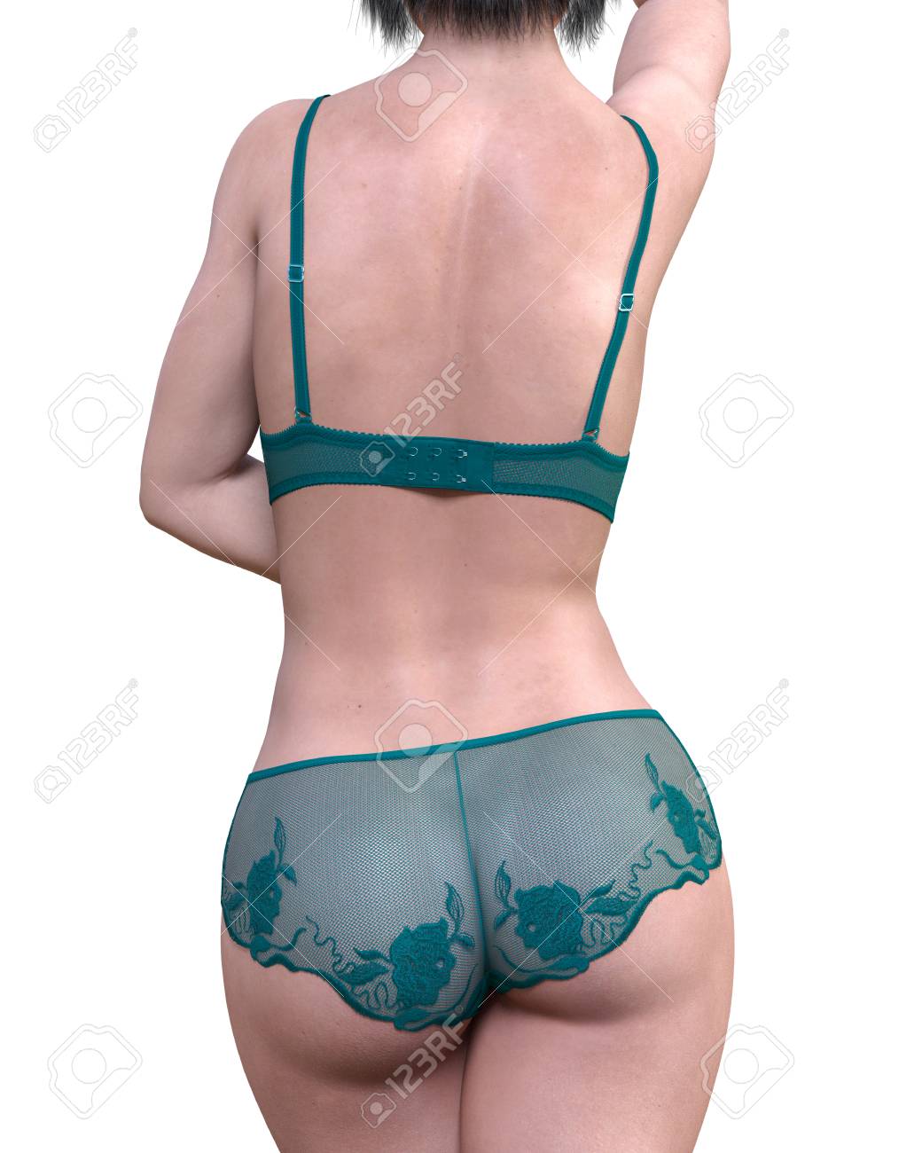 green bra and panties