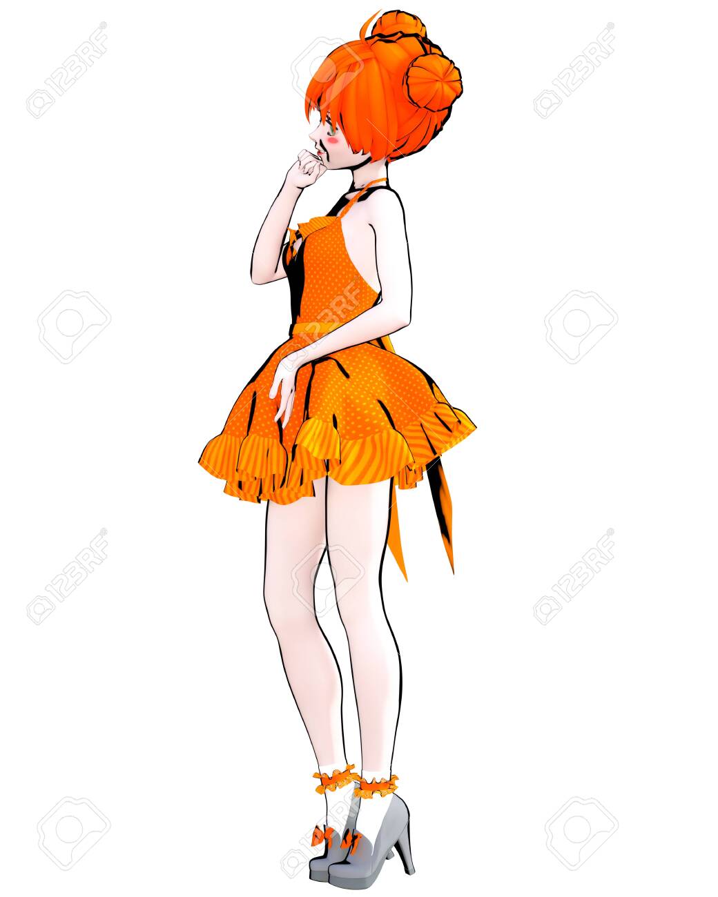 orange skirt 3d