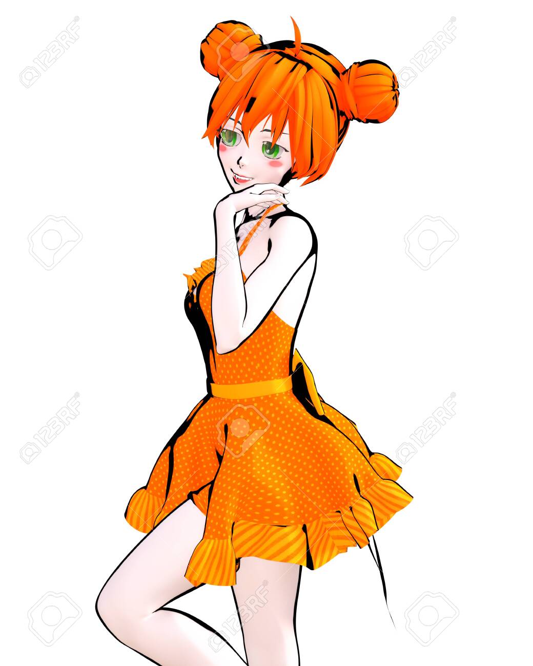 orange skirt 3d