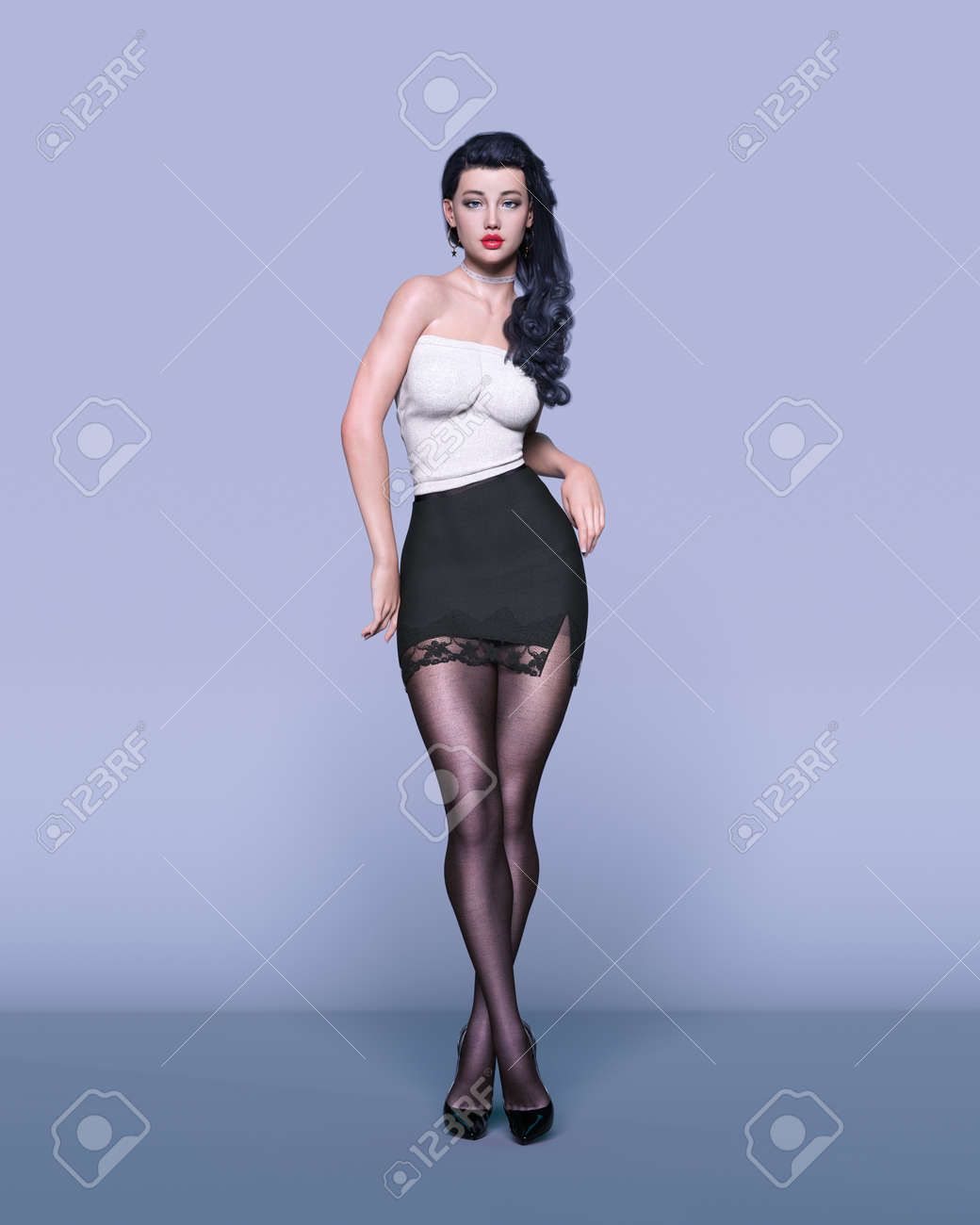 falda con medias negras