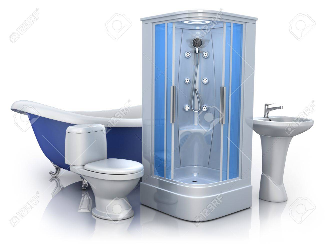 bathroom equipment on white
