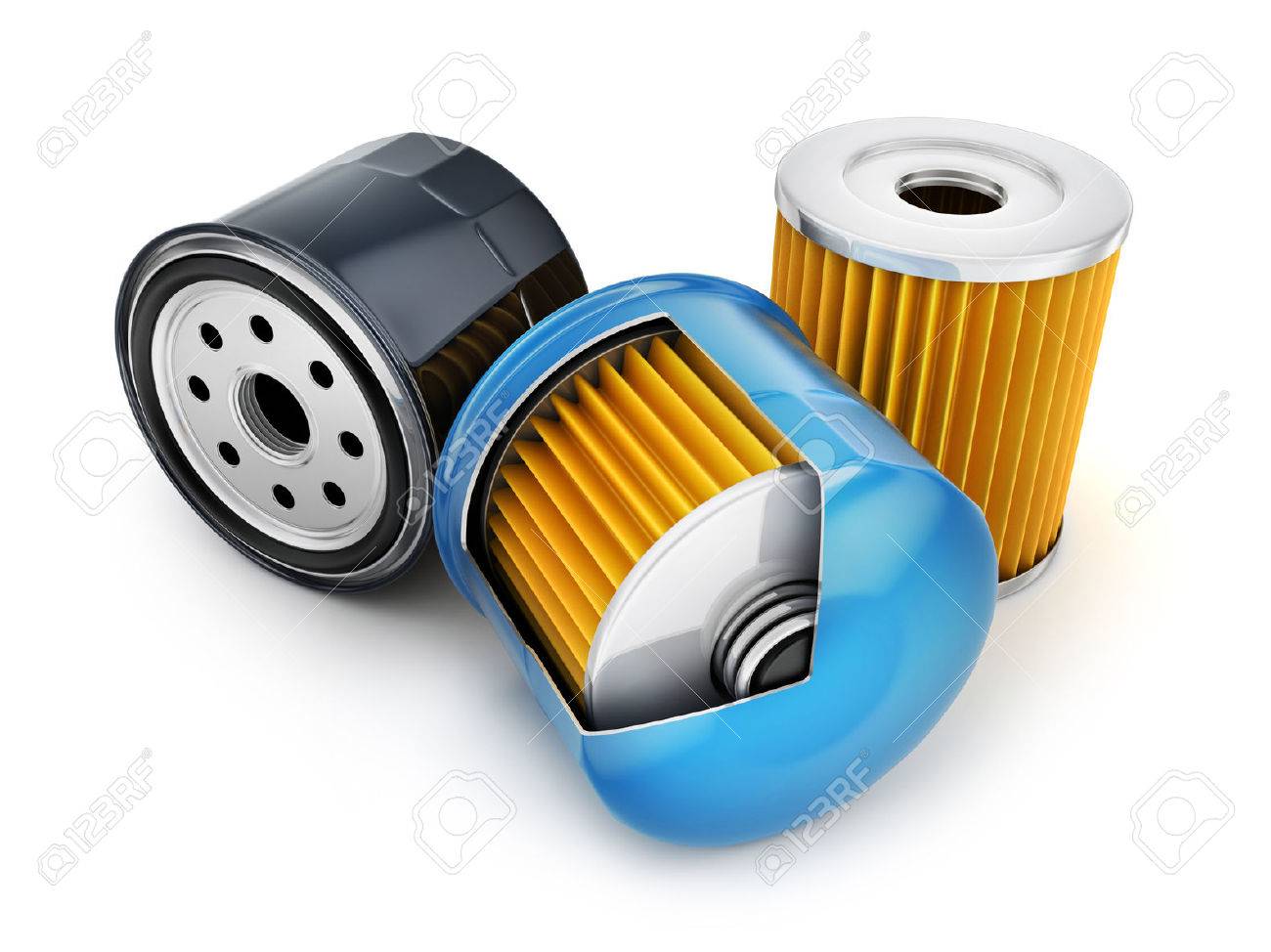 Three oil filter on white background. 3d illustration - 69561663 Three oil filter on white background. 3d illustration - 69561663