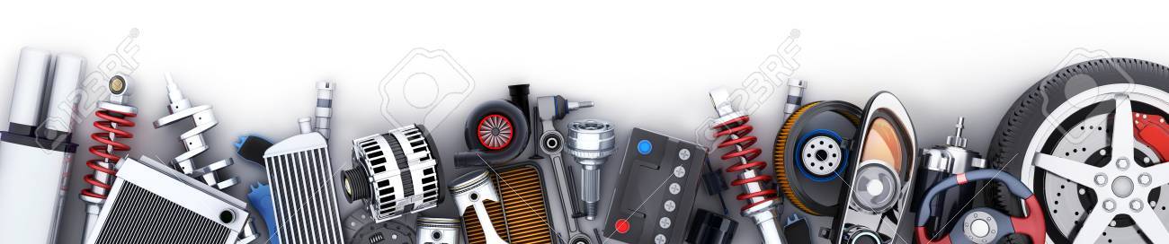 Many auto parts row. 3d illustration - 87976928 Many auto parts row. 3d illustration - 87976928