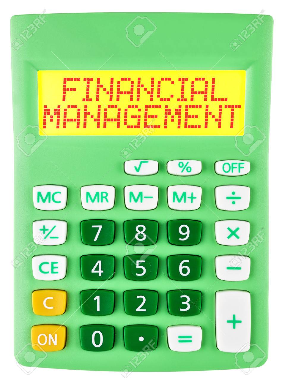 calculator with financial management isolated on display on white financial management calculator