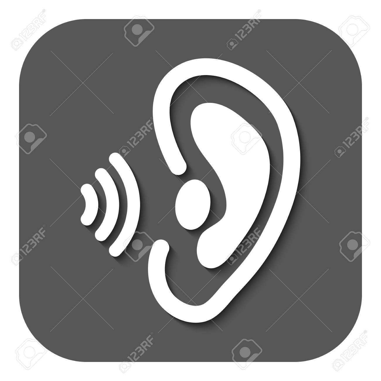 the ear icon sense organ and hear understand symbol flat vector