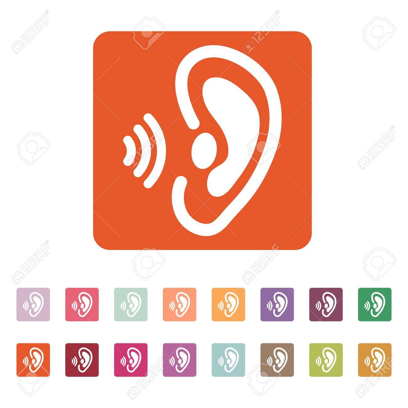 the ear icon sense organ and hear understand symbol flat vector