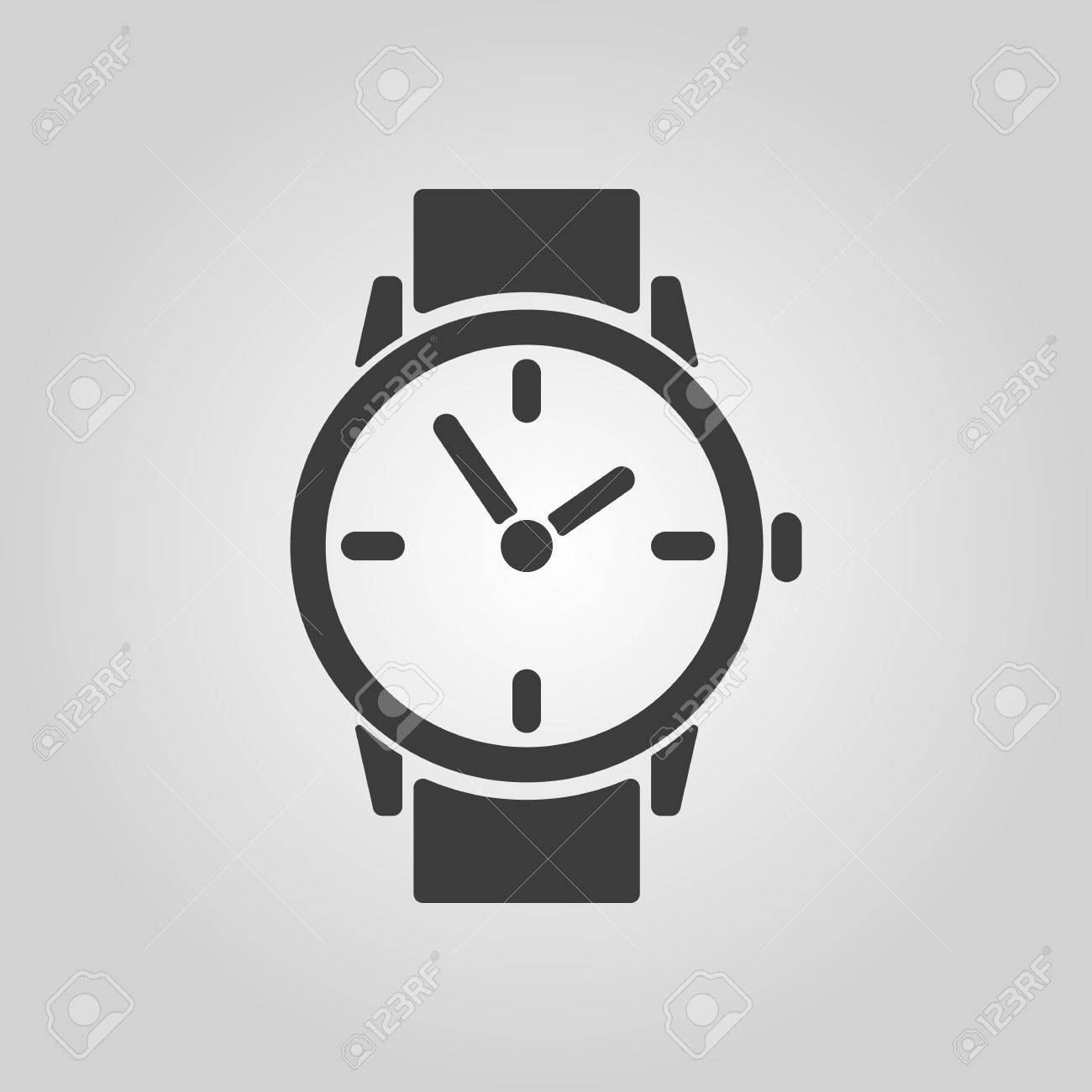 動画再生アイコン 時計 腕時計 タイマー 時間 ストップウォッチのシンボル フラットのベクトル図 のイラスト素材 ベクタ Image