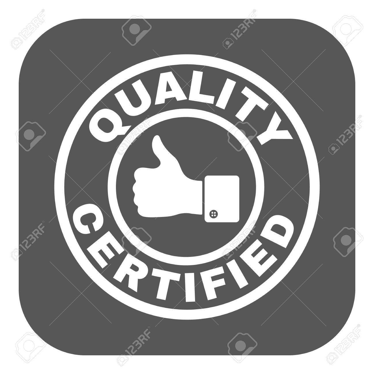 品質保証と親指アイコンを 承認 承認 認定 承認済みのシンボル フラットのベクター イラストです ボタンのイラスト素材 ベクタ Image