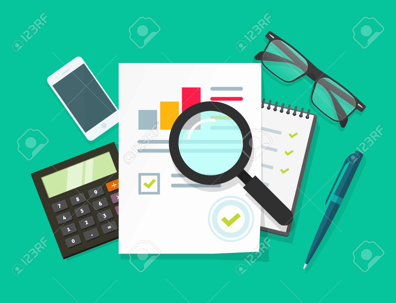 auditor work desk accounting paperwork business research