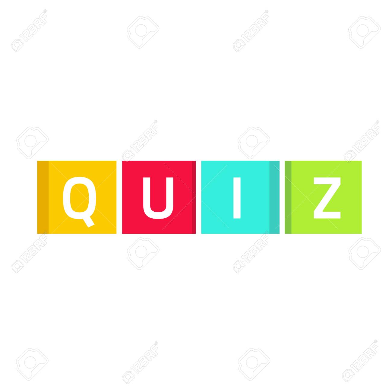 ロゴ アンケート ショー アイコン コンセプト 白い背景に分離されたカラフルなゲーム キューブにフラット スタイル クイズ テキストをクイズします のイラスト素材 ベクタ Image