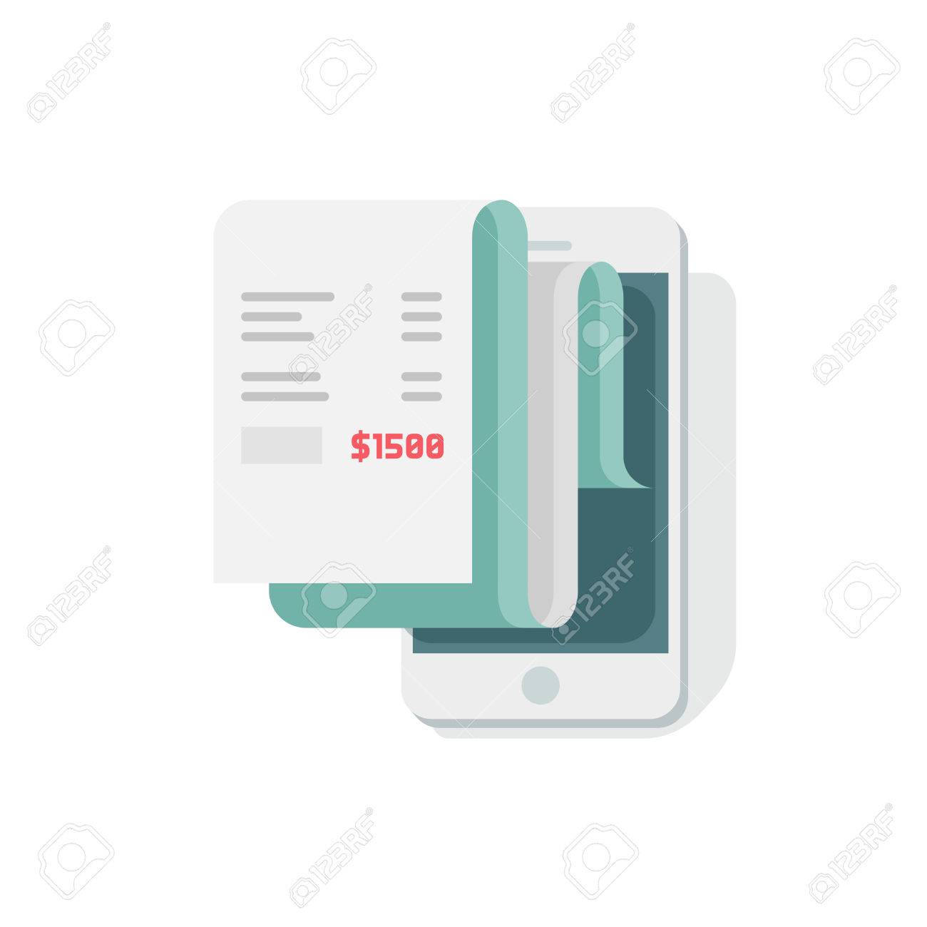 receipt in smartphone vector illustration flat style mobile