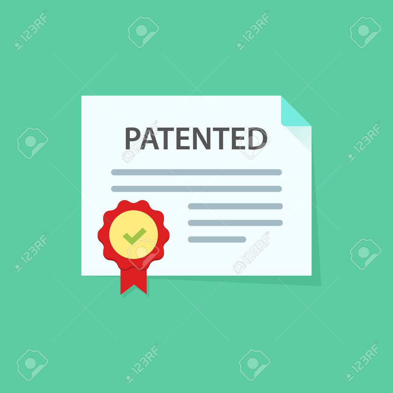 Documento Patenteado Com Ilustracao De Icone De Vetor De Selo Aprovado Documento De Papel De Desenho Animado Plano Com Selo De Borracha Significa Propriedade Intelectual Registrada Ideia De Certificado De Licenca De