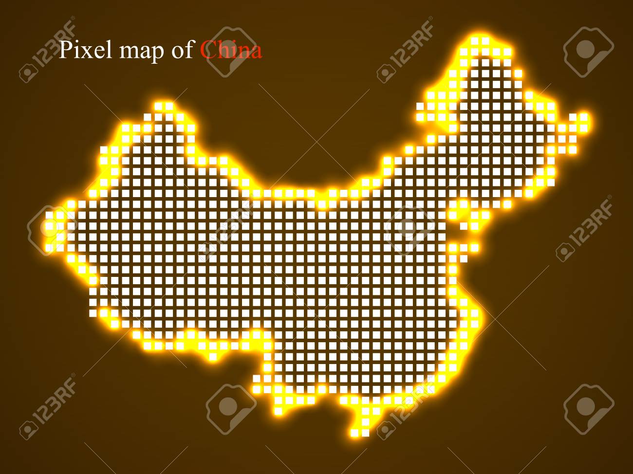 中国のピクセル マップ グロー効果の技術スタイルです カラフルな背景 ベクトルの図 のイラスト素材 ベクタ Image