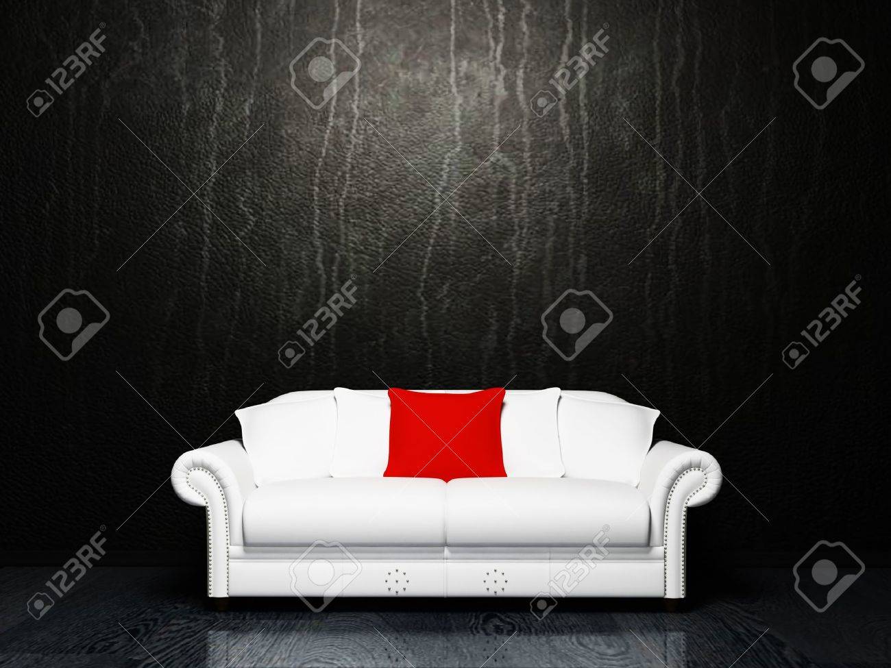 Modern Interior Design With A White Sofa On The Dirty Background Stock  Photo, Picture And Royalty Free Image. Image 12975393.