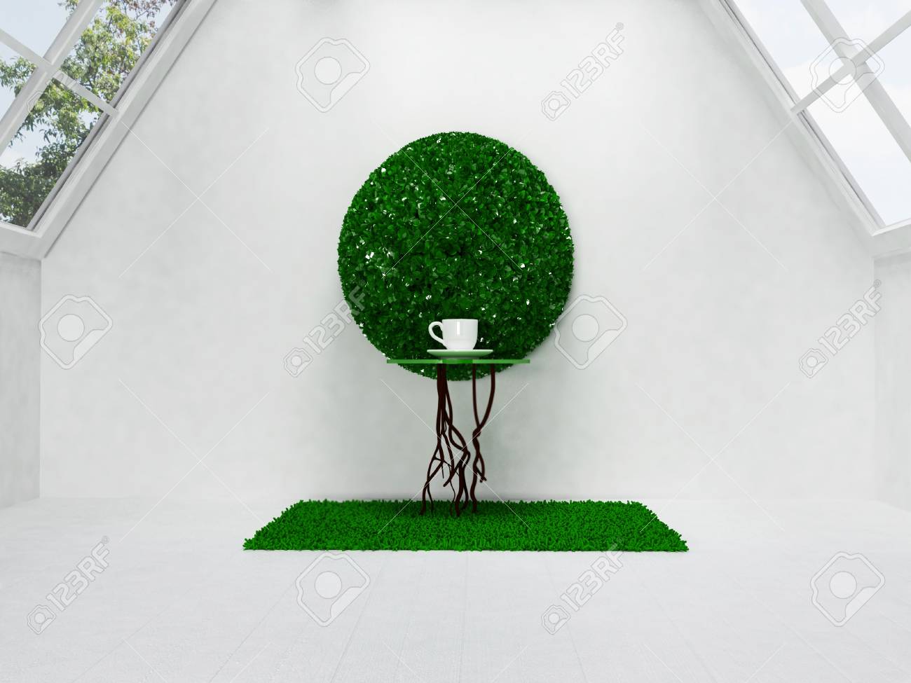 面白いテーブル カフェのインテリアのカップ の写真素材 画像素材 Image