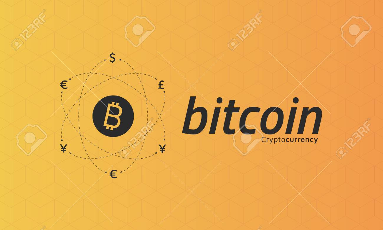 Bitcoin ロゴとサインと他の通貨の行を交換します。 編集可能な Eps10