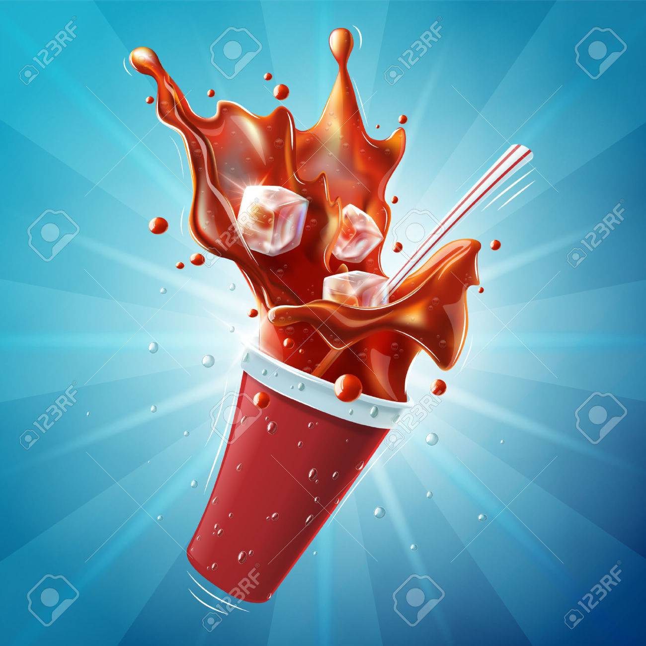 Download Flying Soda Plastic Cup With Splash And Ice Cubes Eps10 Royalty Free Cliparts Vectors And Stock Illustration Image 80167228 Yellowimages Mockups