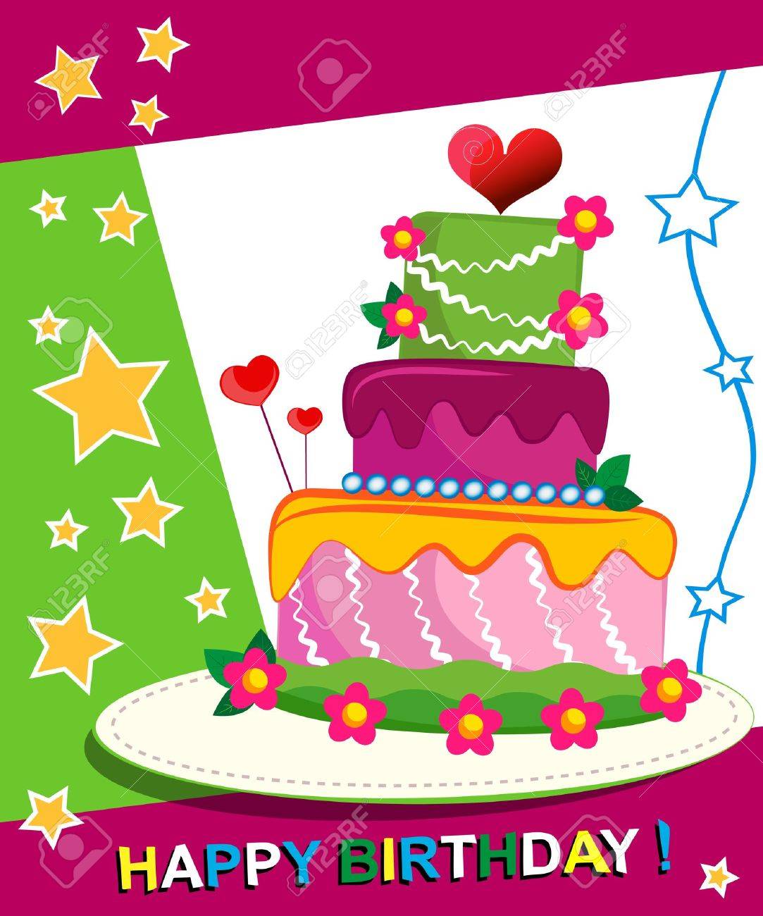 誕生日ケーキ 子供のはがき 出産の日 のイラスト素材 ベクタ Image