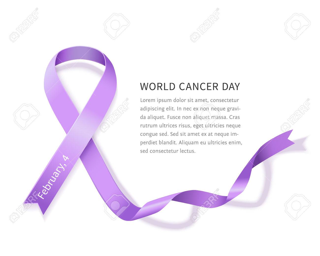 lavender vector satin ribbon for world cancer day general cancer