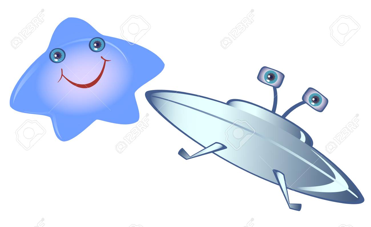 Ufo と白い背景の星の形で絵文字面白い顔文字ベクトル イラストのイラスト素材 ベクタ Image 4528